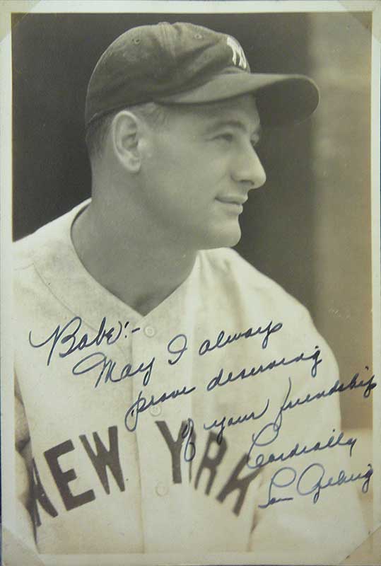 Lou Gehrig Photograph Inscribed to Babe Ruth