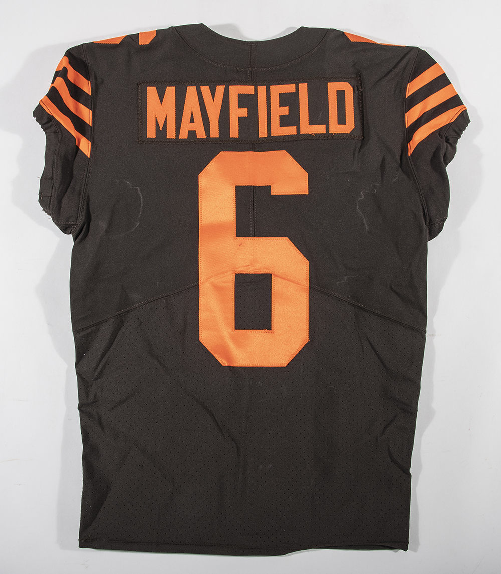 Lot Detail - 2018 Baker Mayfield Game Used Cleveland Browns Home Jersey  Photo Matched To 11/4/2018 (Browns/Fanatics COA & Resolution Photomatching)