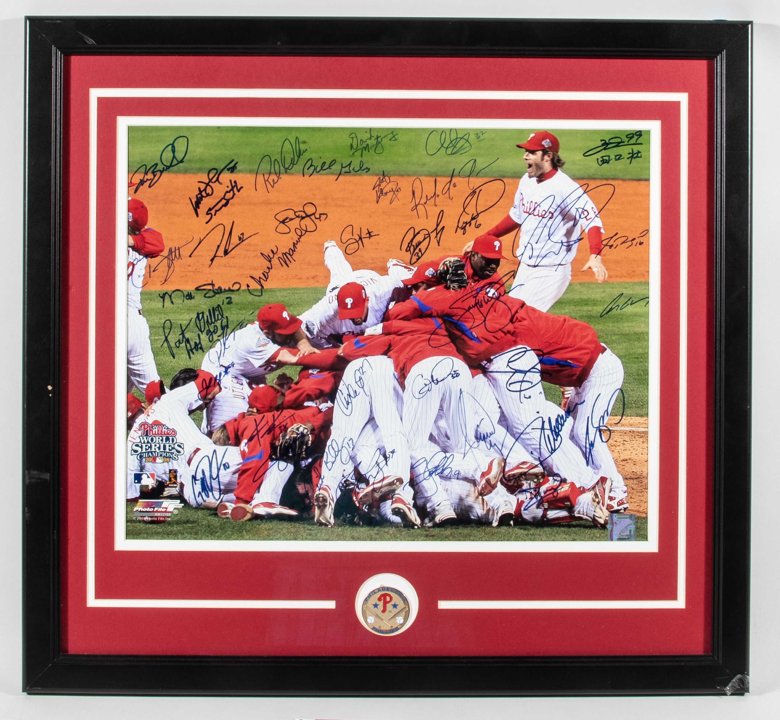 Jimmy Rollins/Ryan Howard/Chase Utley Framed Autographed Combined