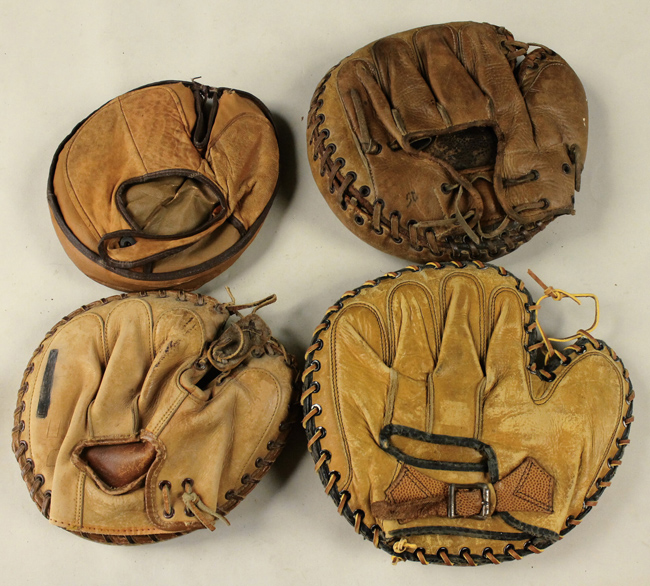 Vintage 1940s Leather Baseball Glove Catchers Mitt Mickey Livingston