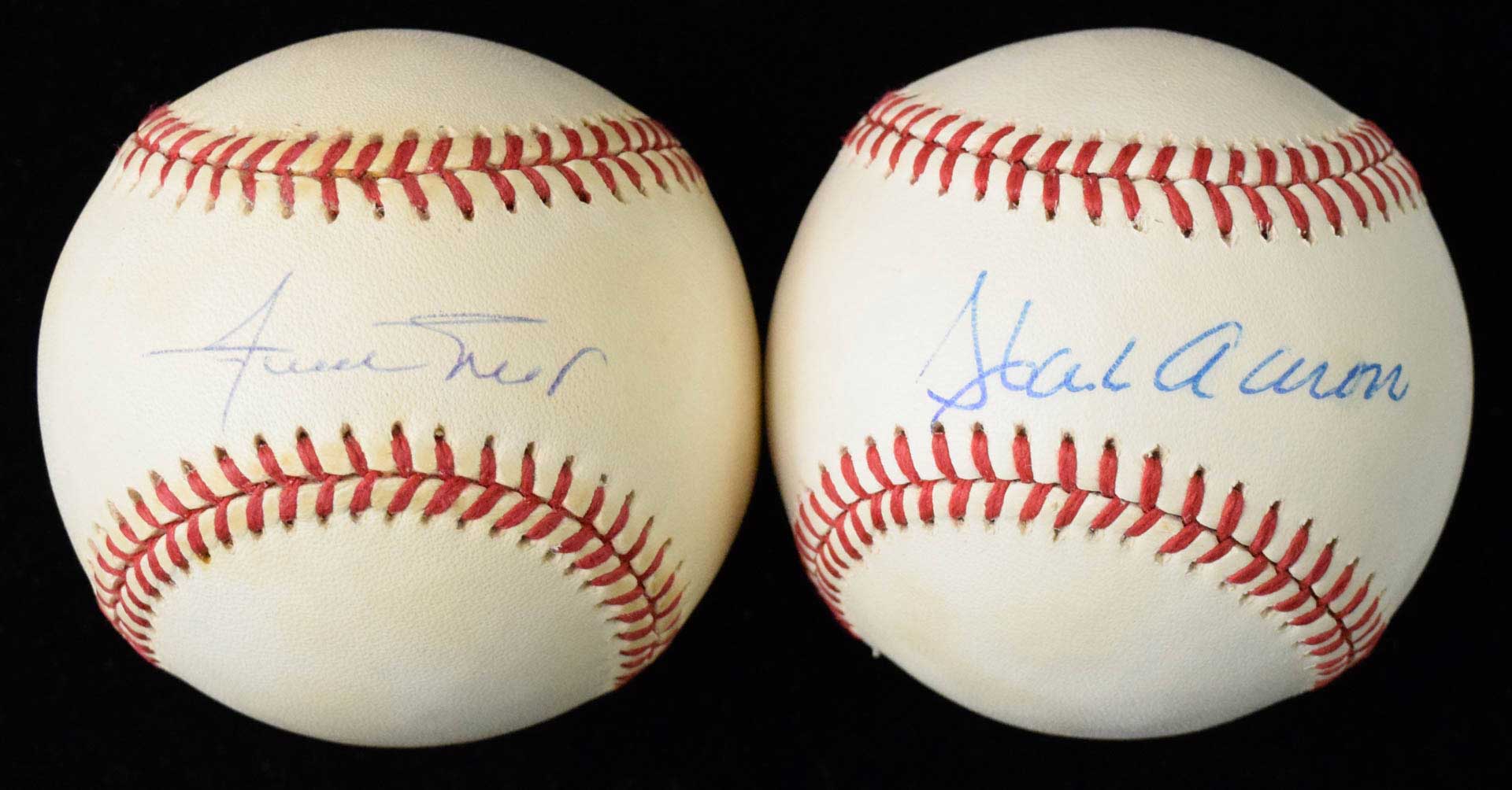 Willie Mays and Hank Aaron single signed baseballs... | Barnebys